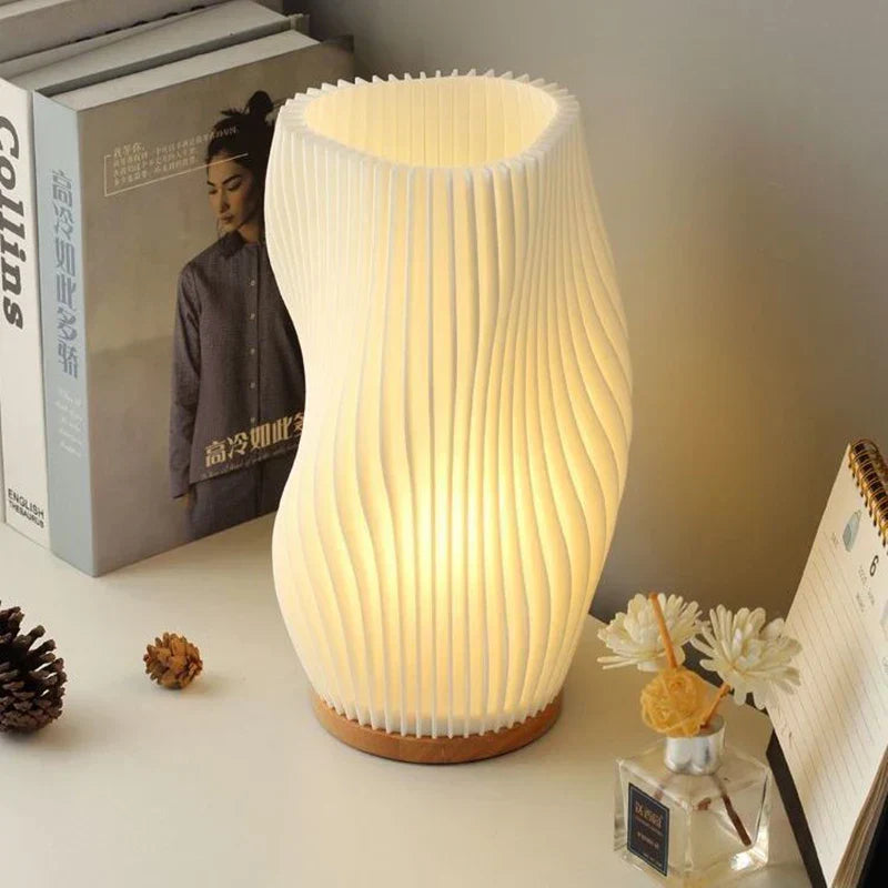 Modern Nordic Wooden Table Lamp – Warm Ambient LED Light - Image 10