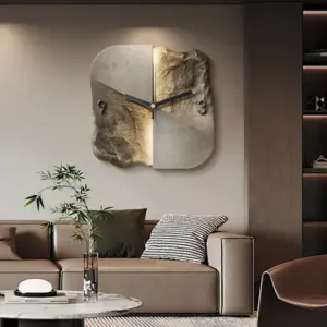 Alternative view of Stone Texture Wall Clock with Silent Movement – Modern Statement