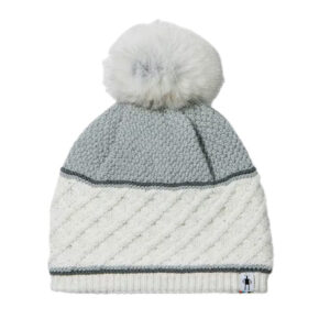 Cable Knit Colorblock Pom Beanie