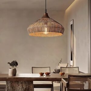 Wicker Rattan Pendant Light – Natural Dining Room Lighting