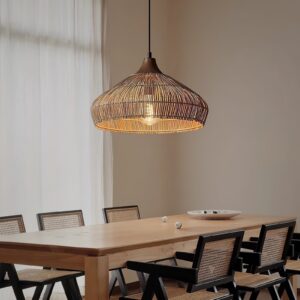 Alternative view of Wicker Rattan Pendant Light – Natural Dining Room Lighting