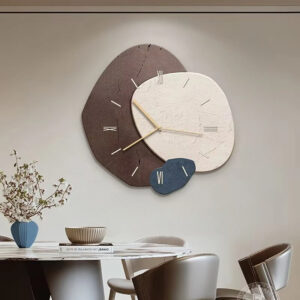Alternative view of Lunar-Inspired LED Wall Clock with Stone Texture Design