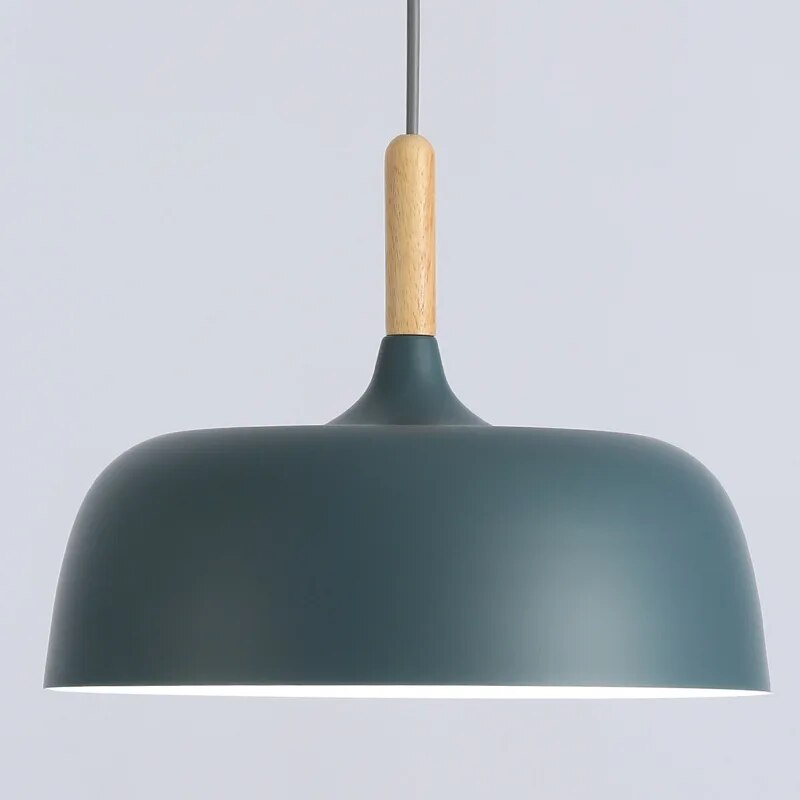 Modern Black Pendant Light with Wooden Detail – Nordic Ceiling Fixture - Image 2