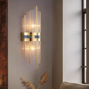 Luxury Gold Vertical Wall Light with Crystal Rods