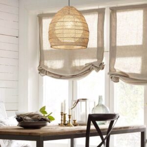 Alternative view of Vintage Rattan Handwoven Basket Lamp Fixtures