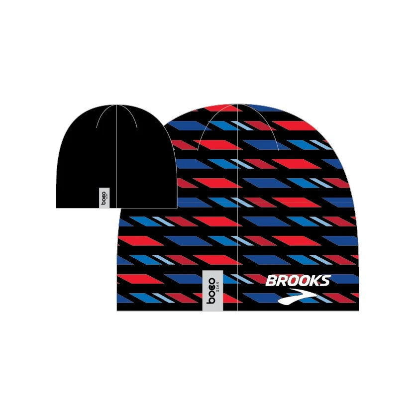 Detroit Free Press Marathon Performance Beanie Geo Red/Blue - Image 2
