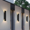 Modern Vertical Outdoor Wall Light – Black LED Facade Fixture