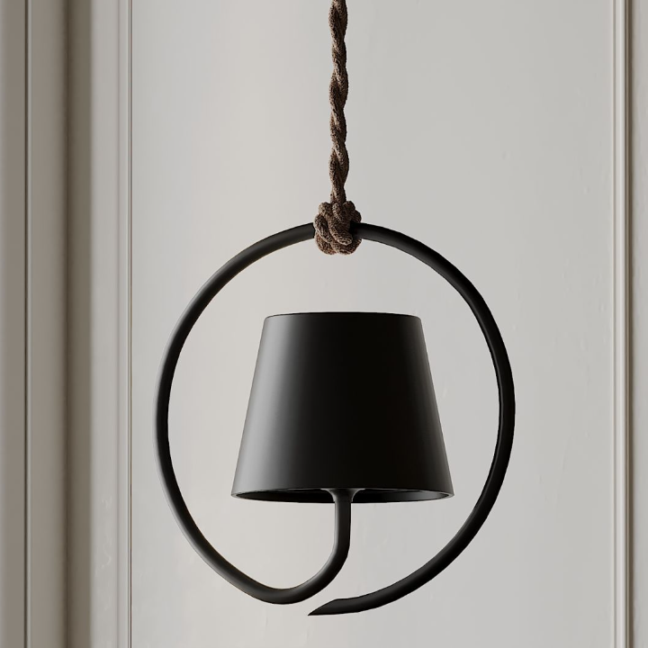Modern Black Ring Pendant Light – Sculptural Hanging Lamp