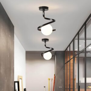 Alternative view of Modern Ceiling Light with Globe – Spiral LED Fixture
