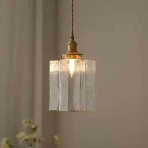 Alternative view of Vintage Glass Pendant Lights with Brass Finish